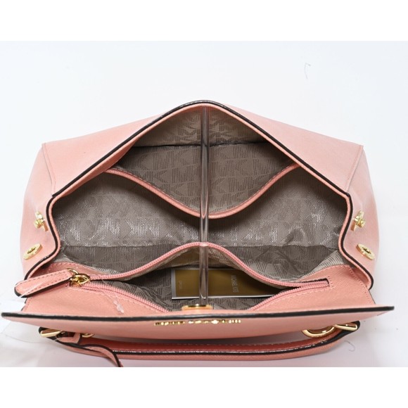 MICHAEL KORS AVA Small Top Handle Satchel Peach Saffiano Leather NWT $268 - Picture 6 of 12